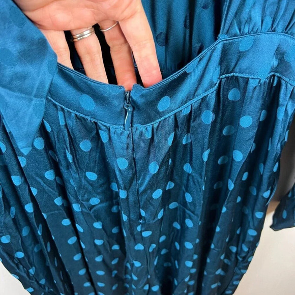Happy X Nature Kate Hudson Polka Dot Jumpsuit Size 10 Open Back Teal Blue Event - Picture 14 of 15